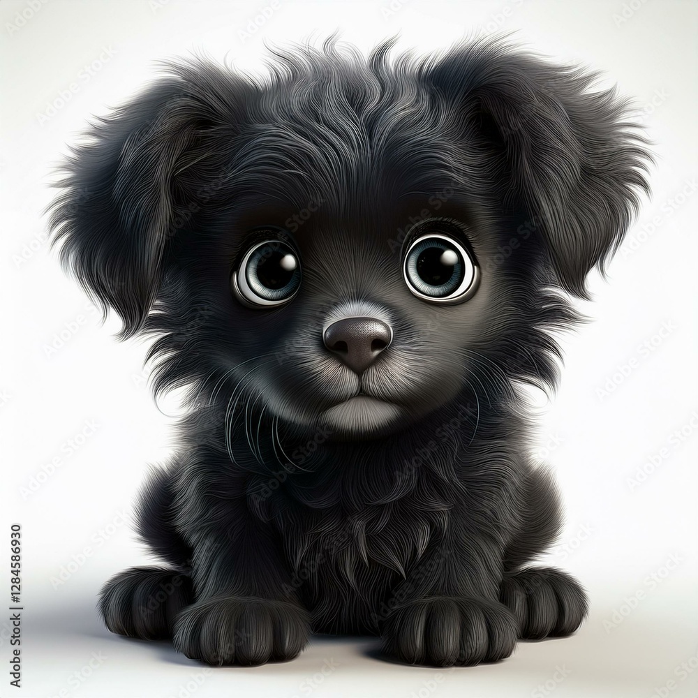 black puppy on white background