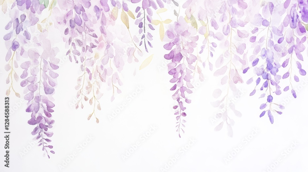 Fototapeta premium Delicate wisteria vines gracefully cascading in soft purple hues create a serene and enchanting atmosphere