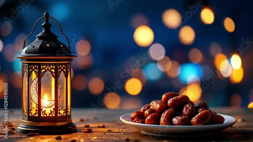 Ramadan and Eid Mubarak Islamic design concept with Ramadan. Religious Asian Muslim festival celebration