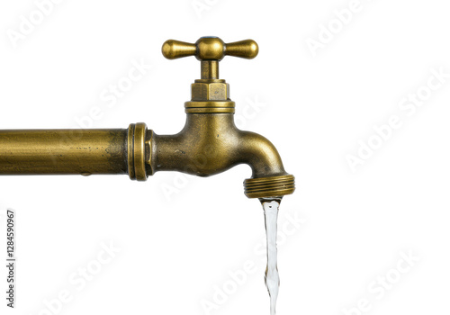 Isolated Classic Brass Water Tap