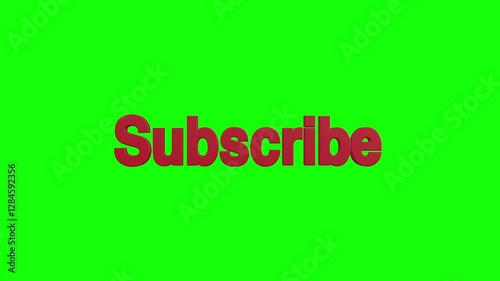 3D Red Subscribe Text Video Animation with Green Chroma Background A Grooved Clickable Notification for Streaming Sharing and Social Engagement 