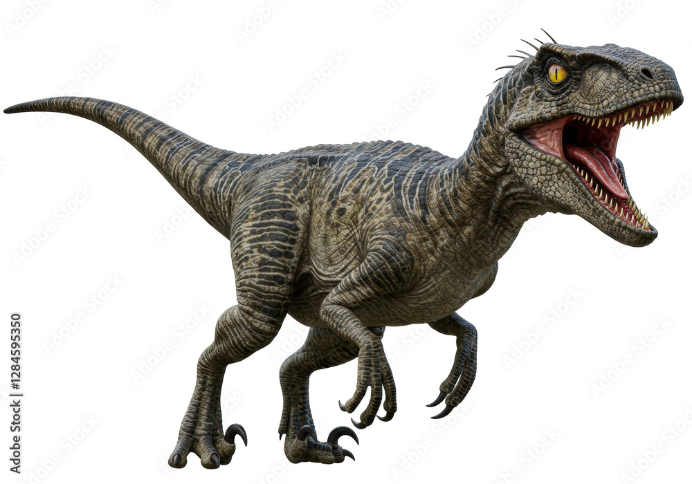 Obraz premium Isolated Velociraptor Standing in a Fierce Pose