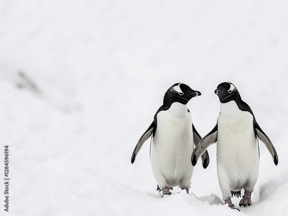 Obraz premium Adorable Penguin Couple Walking Together