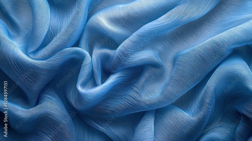 Obraz premium Light blue fabric drapes, folds, texture, abstract background