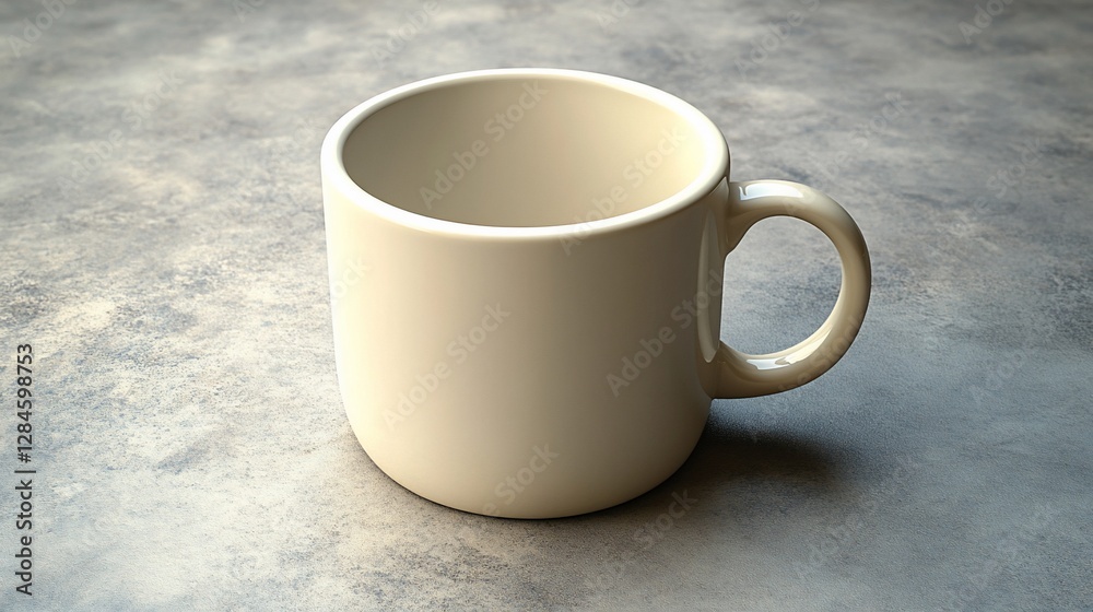 Obraz premium Off White Ceramic Mug on Grey Textured Surface