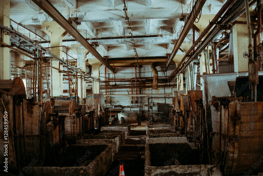 The rawhide workshop is a part of the tannery where light tanning is carried out. Soaking and ash-making processes. Specialized equipment for the operation of the rawhide shop, The rawhide workshop is a part of the tannery where light tanning is carried out. Soaking and ash-making processes. Specialized equipment for the operation of the rawhide shop,