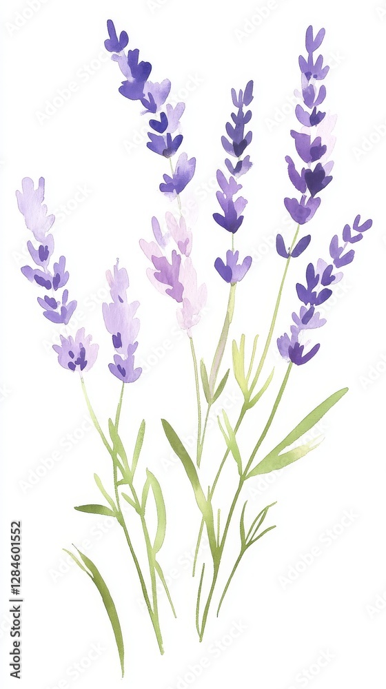 Fototapeta premium Lavender sprigs bloom in soft purple tones, showcasing intricate petals and calming botanical beauty