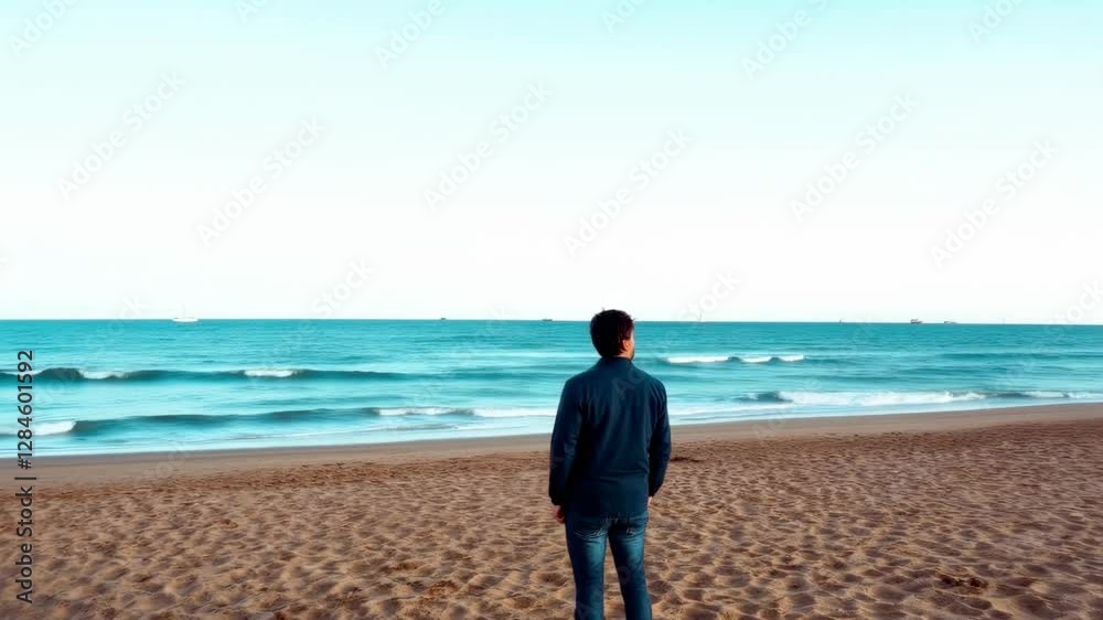 Man Standing on Beach Looking at the Ocean During Daytime Man Standing on Beach Looking at the Ocean During Daytime