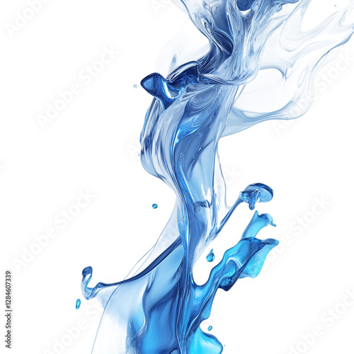 Glowing Blue Liquid Splash Isolated on Transparent Background