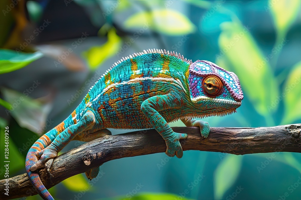 Obraz premium Panther chameleon perched on a tree