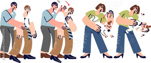 Foto Heimlich maneuver to save suffocating people and infants, and to provide assistance in emergency