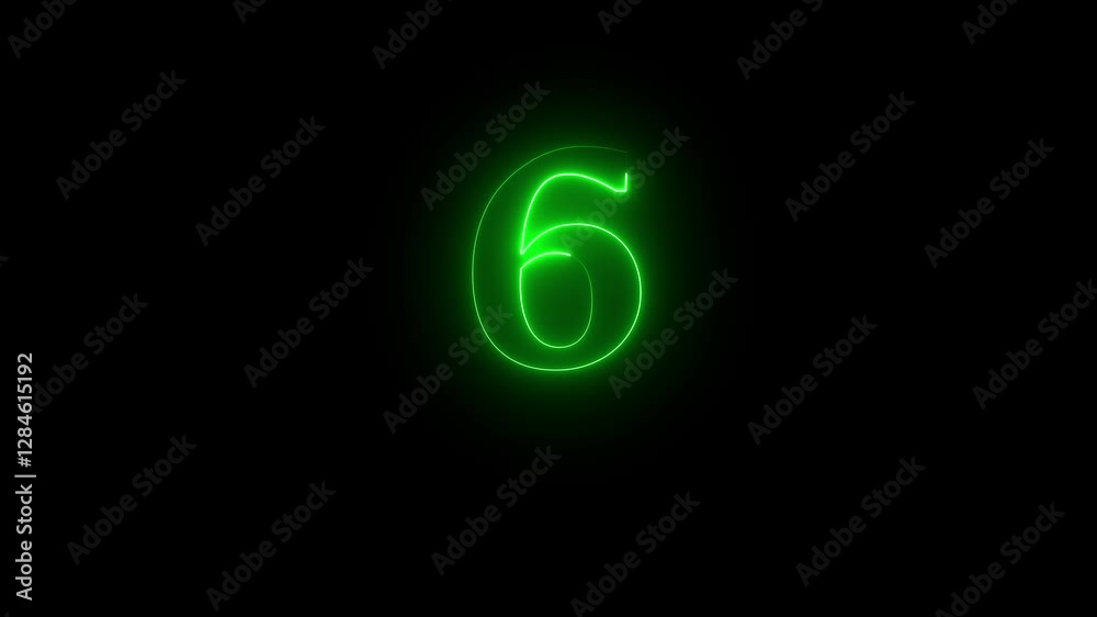 Neon dial 6 icon glowing black background animation. neon text 6 number countdown icon 4k video concept. Neon dial 6 icon glowing black background animation. neon text 6 number countdown icon 4k video concept.