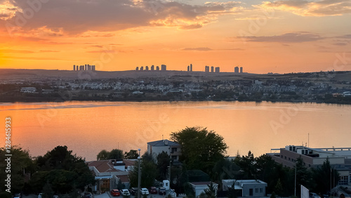 sunset over the mogan lake
