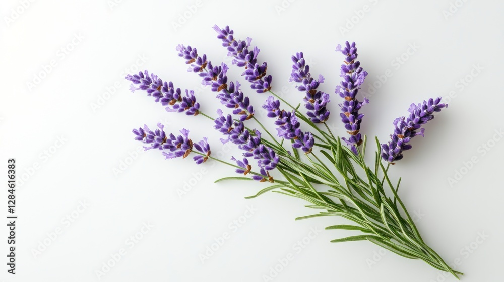 Obraz premium Fresh lavender sprigs on white surface