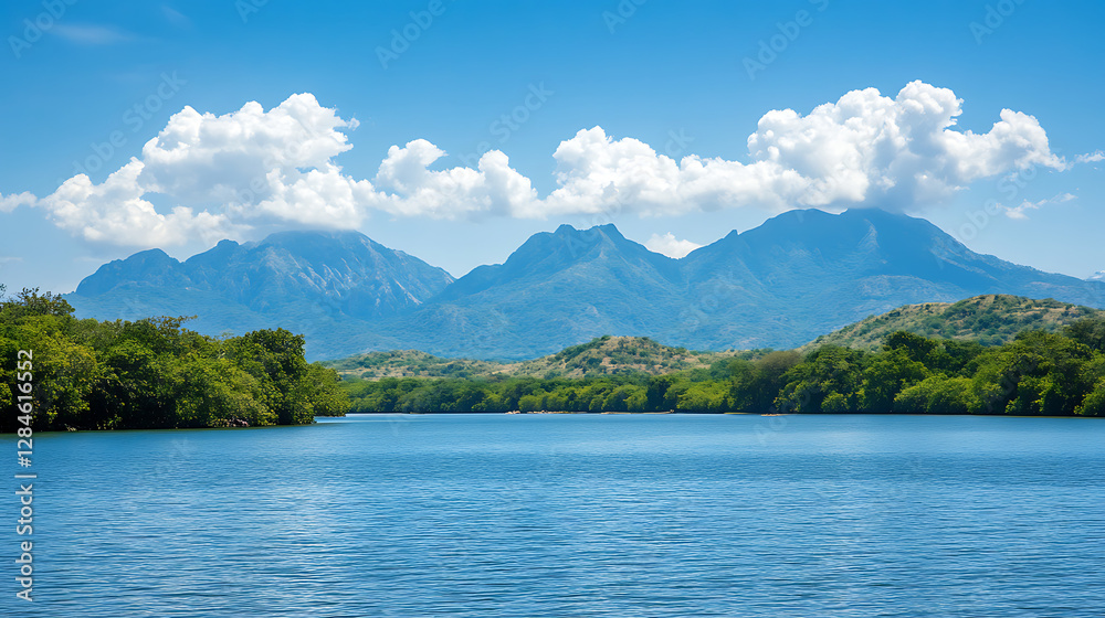Beautiful waterfront view with mountains serene lake scenery and breath taking natural landscape. Beautiful waterfront view with mountains serene lake scenery and breath taking natural landscape.