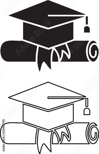 Graduation icon in glyph style