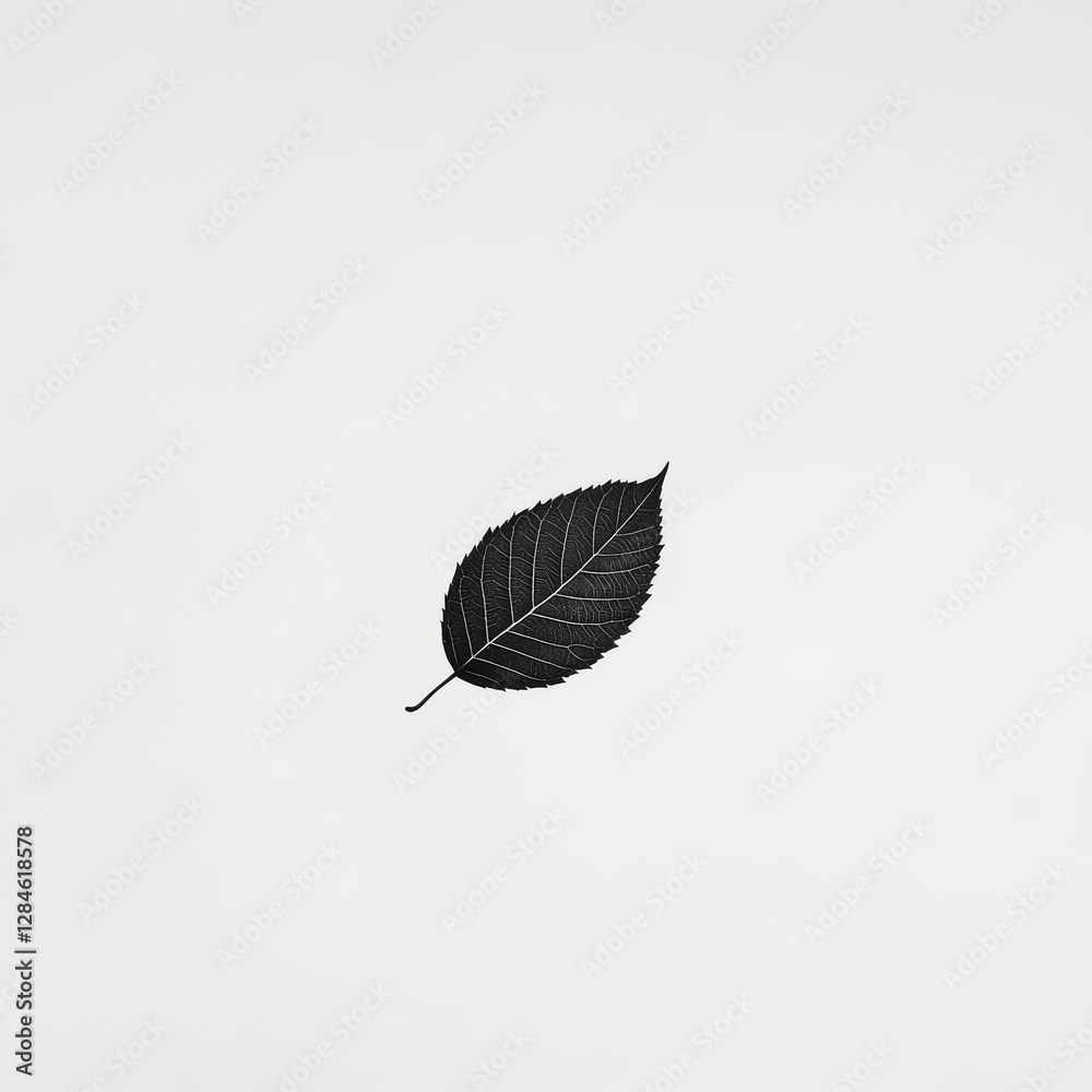Obraz premium A minimalist black-and-white image of a single leaf swinging in the wind