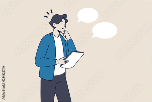Note taking or minutes of meeting, conclusion or summary, education lecture or write important information concept, confidence businessman taking note in the meeting while listen to others information