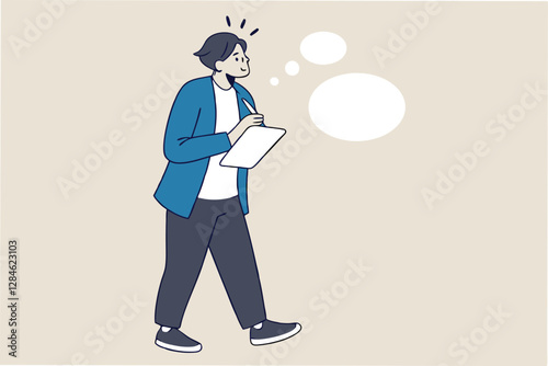 Note taking or minutes of meeting, conclusion or summary, education lecture or write important information concept, confidence businessman taking note in the meeting while listen to others information