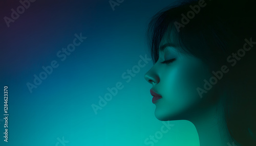 Un fondo degradado con profundos tonos de azul y verde, con una sutil fuente de luz que crea un suave brillo en la esquina superior derecha. La textura parece suave y uniforme