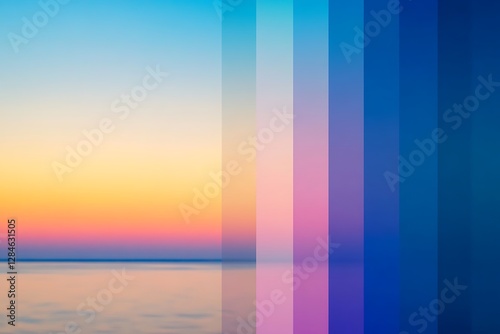 Abstract sunset gradient color palette over calm water.