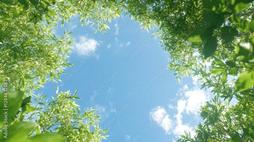 Summer sky seen through leaves, nature background Summer sky seen through leaves, nature background