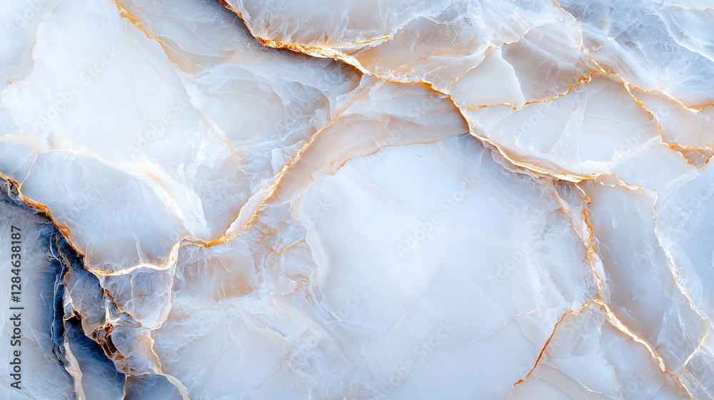 Fototapeta premium Elegant white and gold marble texture with intricate patterns and cracks, showcasing luxurious natural stone aesthetics.