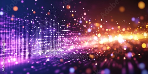 Wallpaper Mural Abstract digital background with colorful light trails and bokeh effects for creative designs Torontodigital.ca