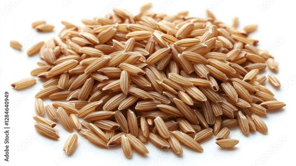 Pile of brown rice grains on white background Pile of brown rice grains on white background