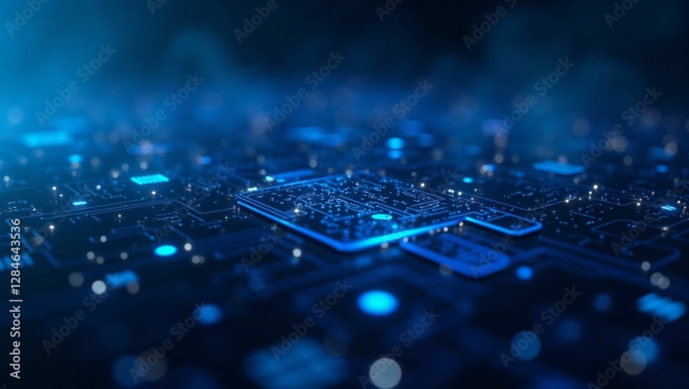 Obraz premium Futuristic circuit board with blue glow