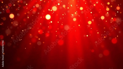 Vibrant red bokeh background with glowing light spots.