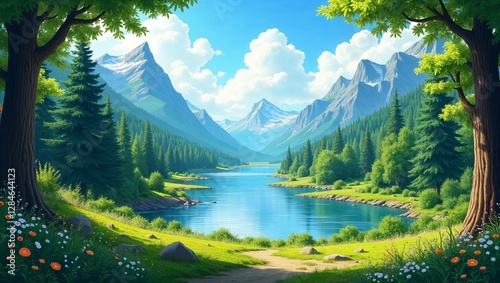Serene Lake and Mountain Landscape
