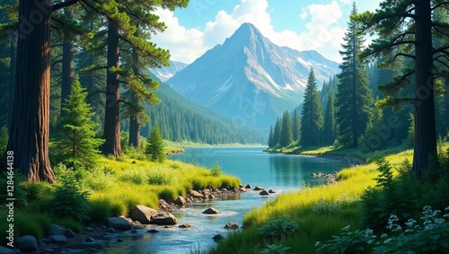 Serene Mountain and Forest Landscape