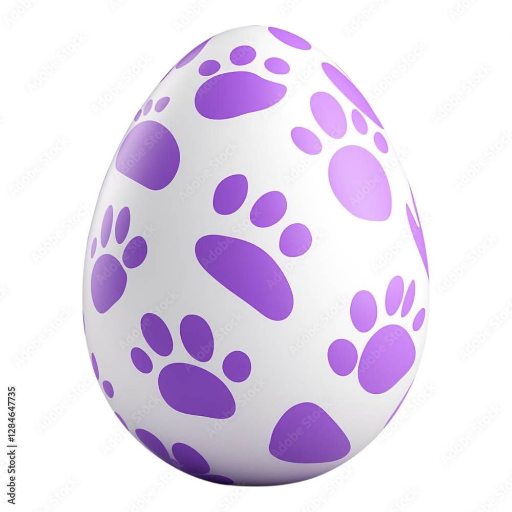 3D Cartoon Easter Egg with Bunny Paw Prints - Ideal for Easter Celebrations and Children's Illustrations 3D Cartoon Easter Egg with Bunny Paw Prints - Ideal for Easter Celebrations and Children's Illustrations