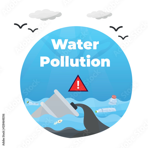 Water PollutionWater Pollution Global environmental problems Dirty waste plastic bags on the surface water garbage
