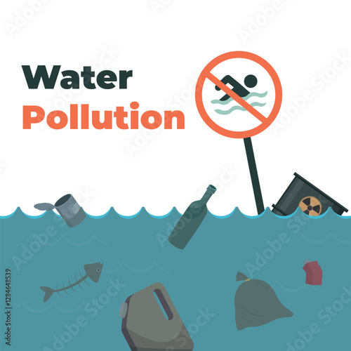 Water PollutionWater Pollution Global environmental problems Dirty waste plastic bags on the surface water garbage
