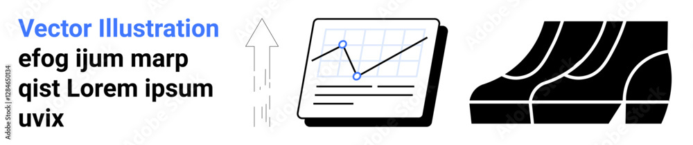 Chart showing rising trend line next to abstract steps symbolizing growth and achievement. Ideal for business, progress, growth, strategy, success, leadership, presentation, flat landing page banner