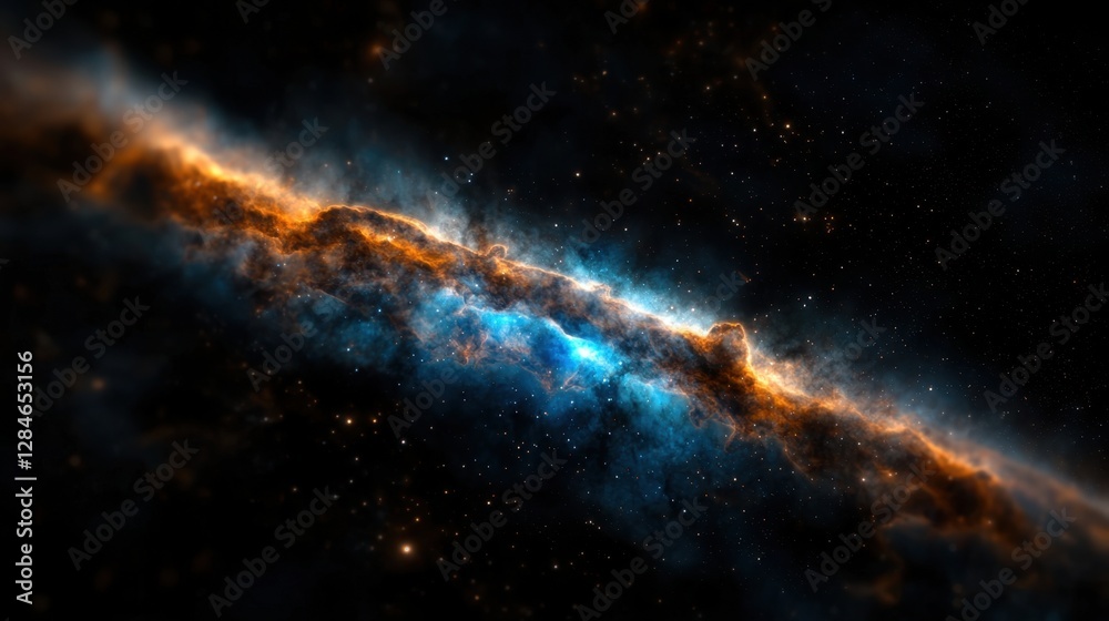 Fototapeta premium A long, thin line of stars and clouds in the sky