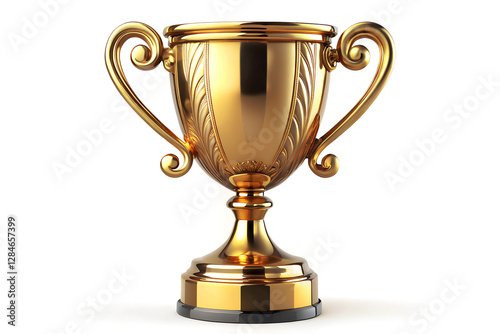 Golden Trophy Cup with Elegant Handles – High-Resolution 8K Award Icon photo