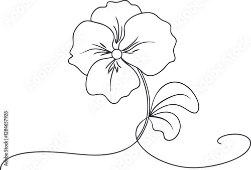 Pansy Botanical Line Art – Floral Vector Illustration