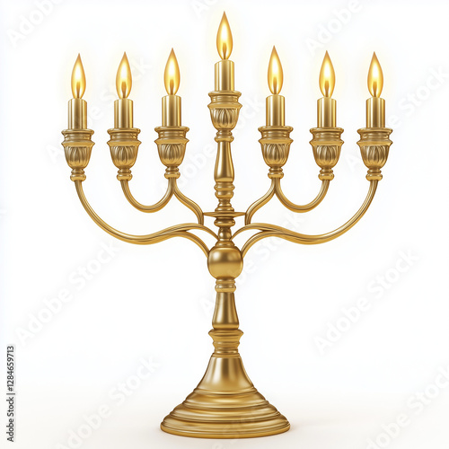 Menorah, symbol of Jewish tradition, on a white background photo