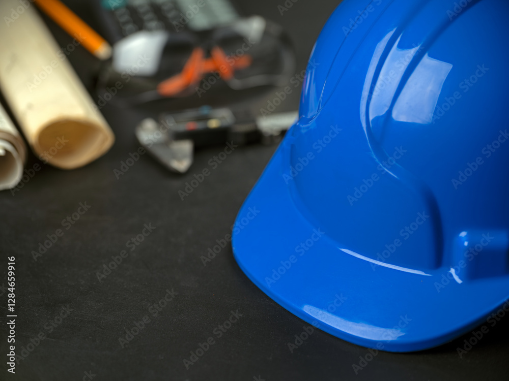 Fototapeta premium Desk of an engineer designing steel structures.