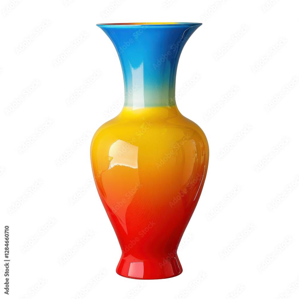 vibrant ceramic vase featuring gradient of blue, yellow, and red colors, perfect for adding pop of color to any decor vibrant ceramic vase featuring gradient of blue, yellow, and red colors, perfect for adding pop of color to any decor