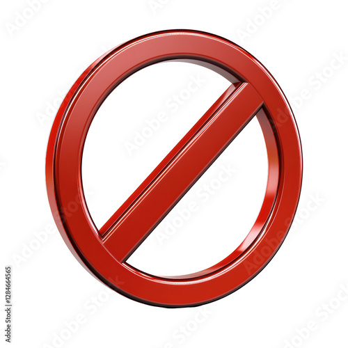 Isolated 3D Red No Sign, Prohibition Symbol
