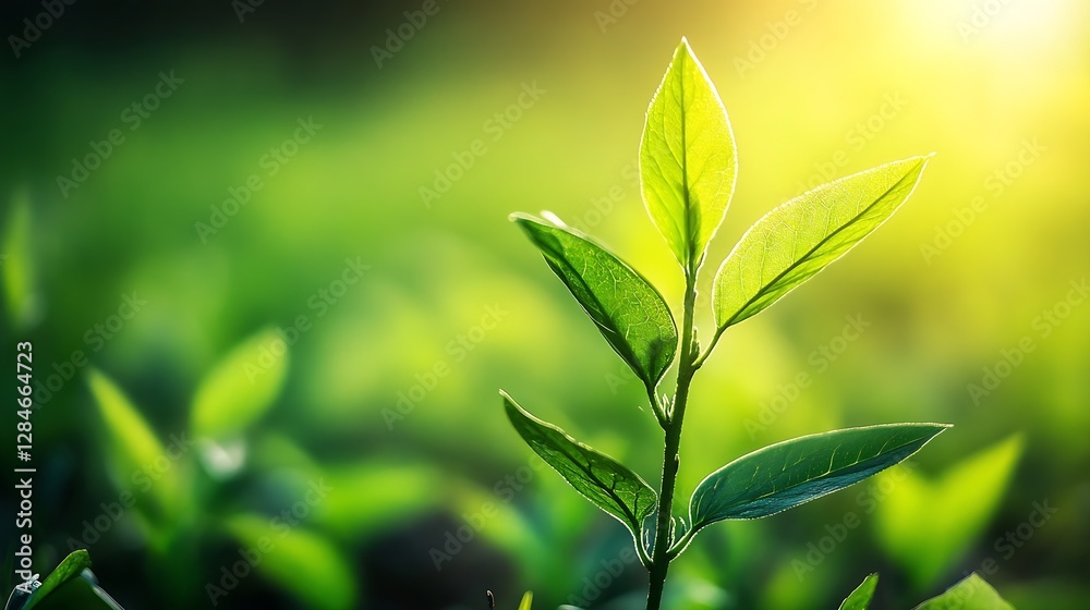 Fresh green plant sprouting under sunlight in a lush garden environment : Generative AI Fresh green plant sprouting under sunlight in a lush garden environment : Generative AI