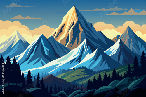 Snow-Capped Peaks. A Majestic Mountain Range Adventure