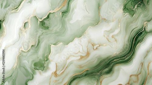 Artistic Green Marble Surface with Alcohol Ink and Stained Design