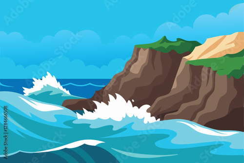 Powerful Sea Waves Smashing Against Rocky Shores – Stunning Scenery