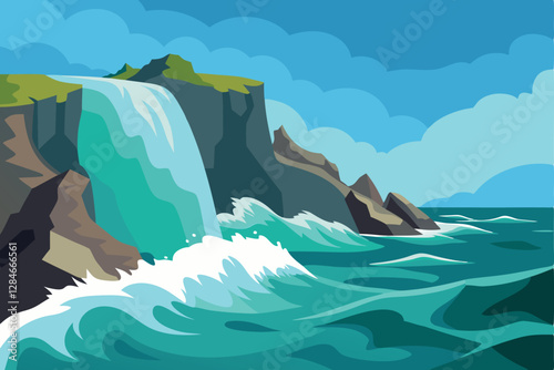 Powerful Sea Waves Smashing Against Rocky Shores – Stunning Scenery
