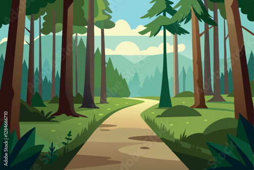 Discover Tranquility on a Forest Trail Surrounded by Majestic Trees